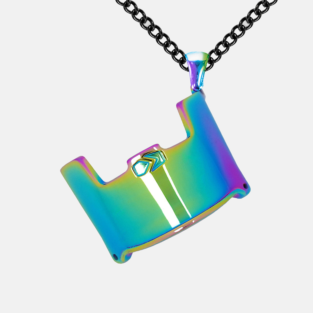 Helmet Visor Pendant with Chain Necklace - Borealis Stainless Steel