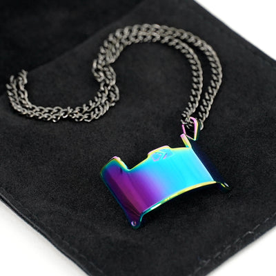 Helmet Visor Pendant with Chain Necklace - Borealis Stainless Steel