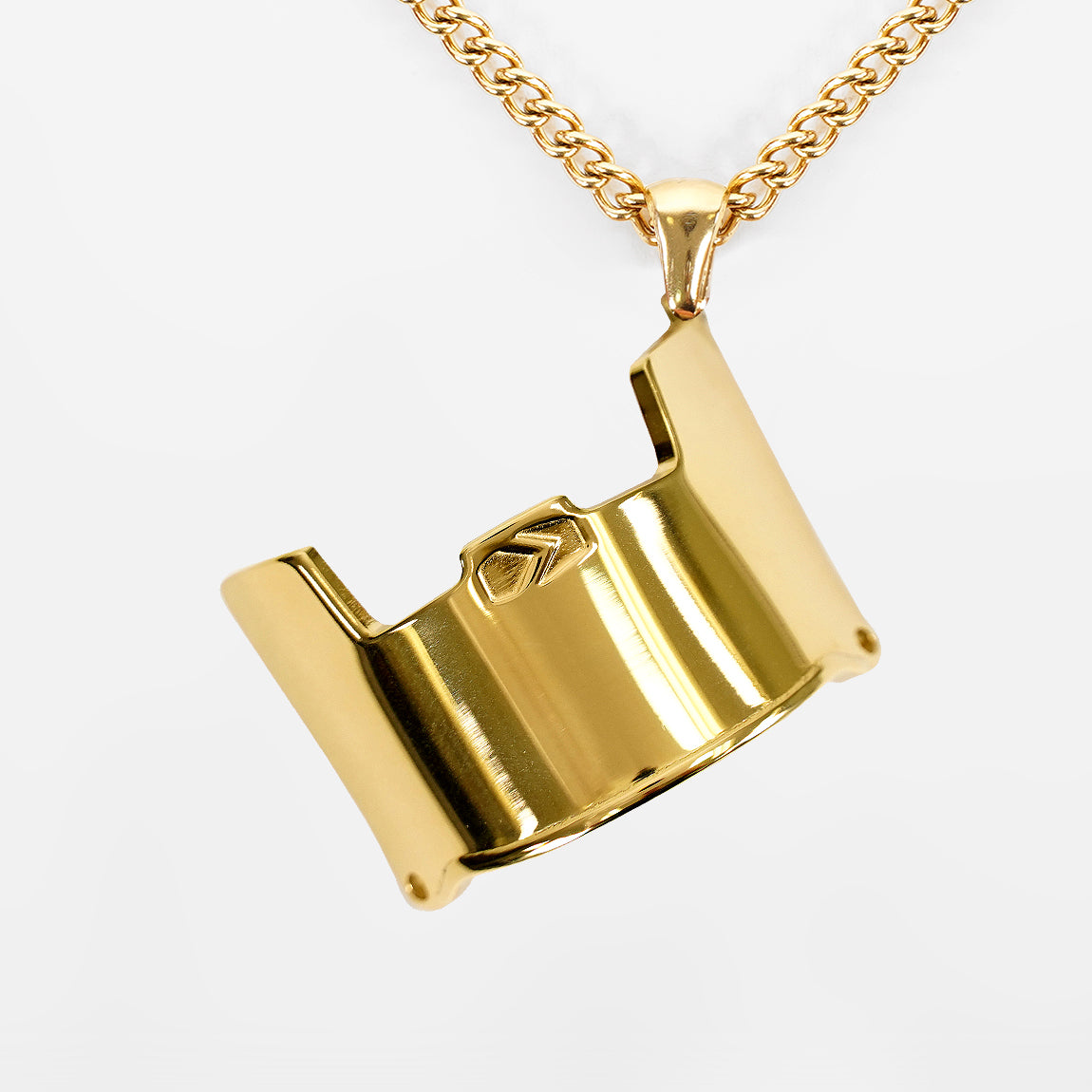 Helmet Visor Pendant with Chain Necklace - Gold Plated Stainless Steel