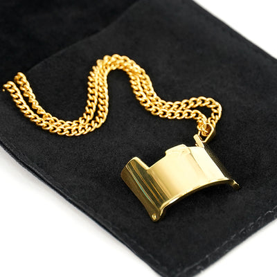 Helmet Visor Pendant with Chain Necklace - Gold Plated Stainless Steel
