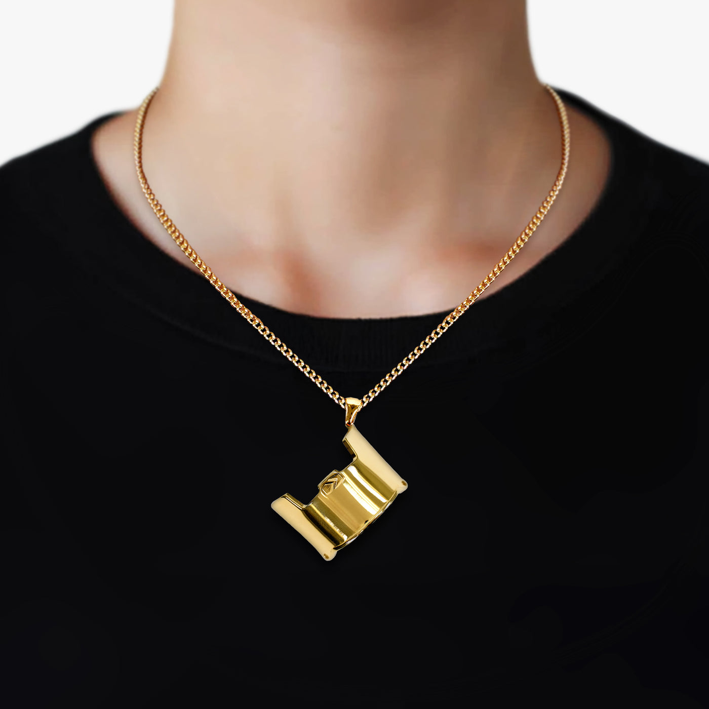 Helmet Visor Pendant with Chain Kids Necklace - Gold Plated Stainless Steel