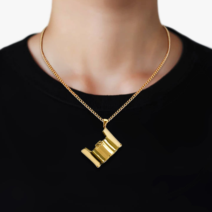 Helmet Visor Pendant with Chain Kids Necklace - Gold Plated Stainless Steel