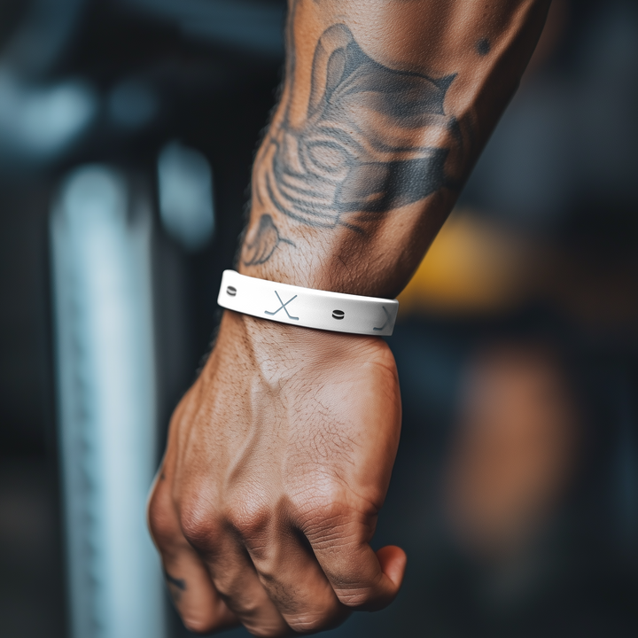 Hockey Stick and Puck Motivational Wristband