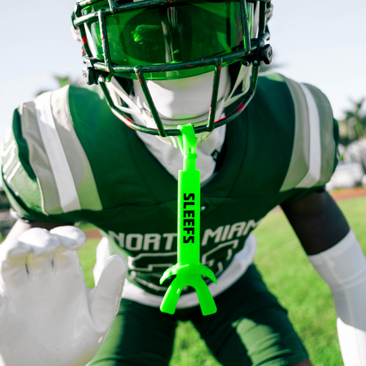 Hot Green X Football Mouthguard with Logo