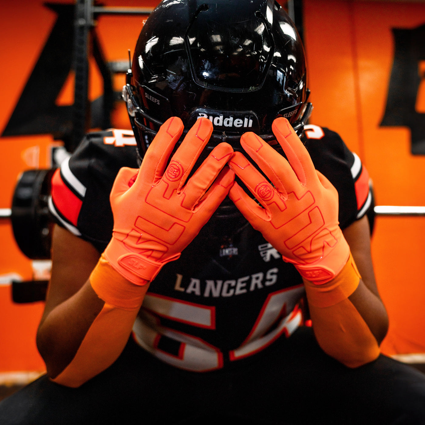 Hot Orange Sticky Football Receiver Gloves