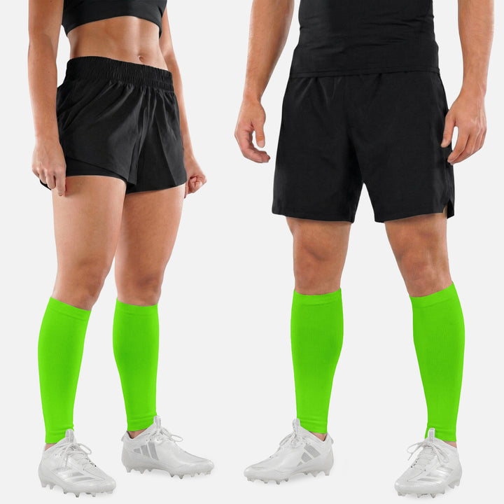 Hot Green Knitted Compression Calf Sleeves