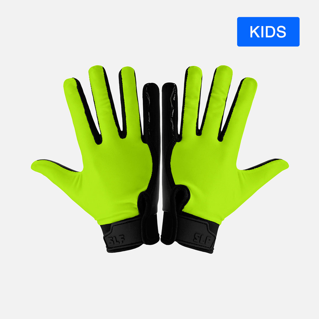 Hot Green Sticky Kids Football Receiver Gloves