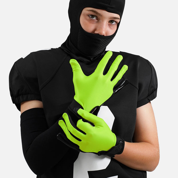 Hot Green Sticky Kids Football Receiver Gloves