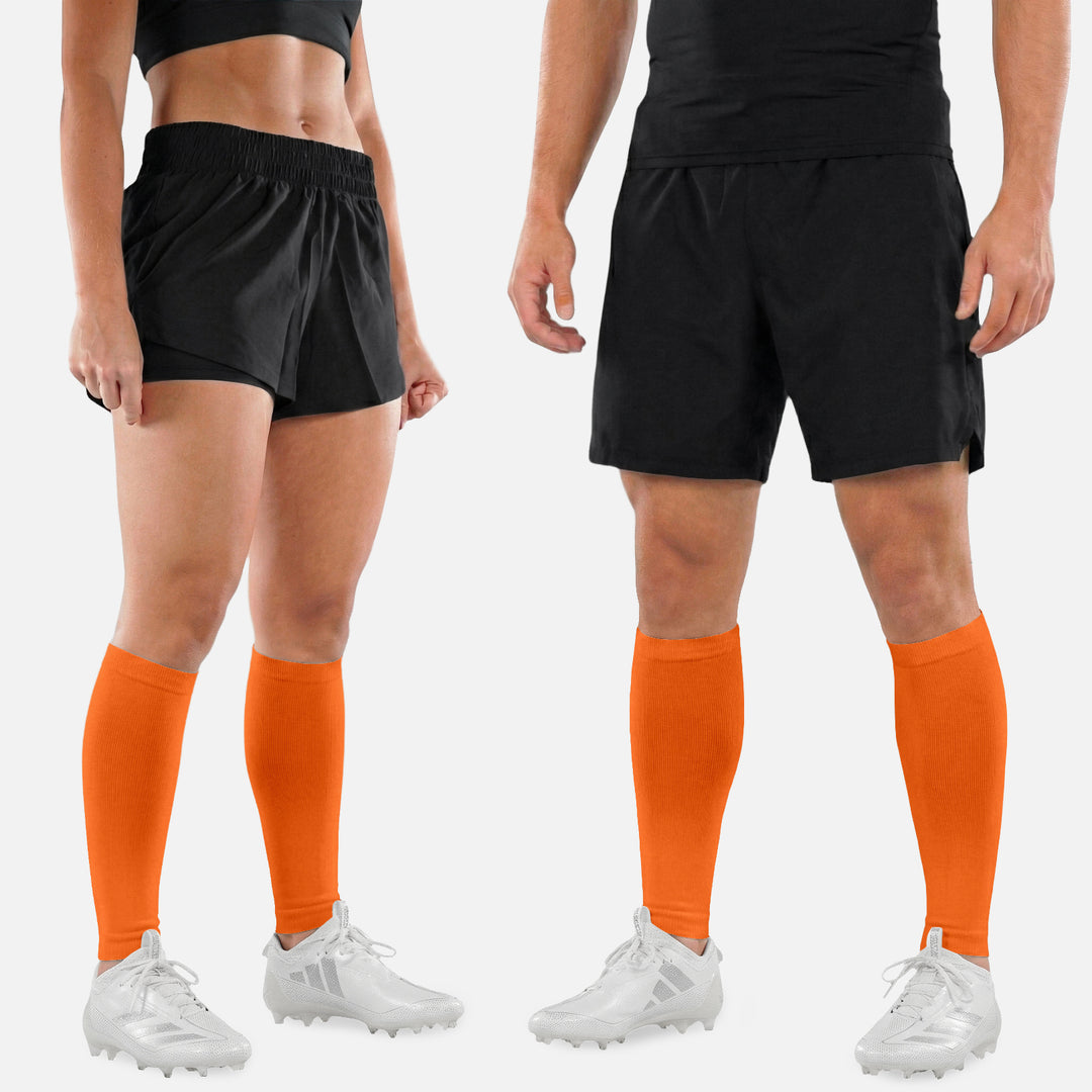 Hot Orange Knitted Compression Calf Sleeves