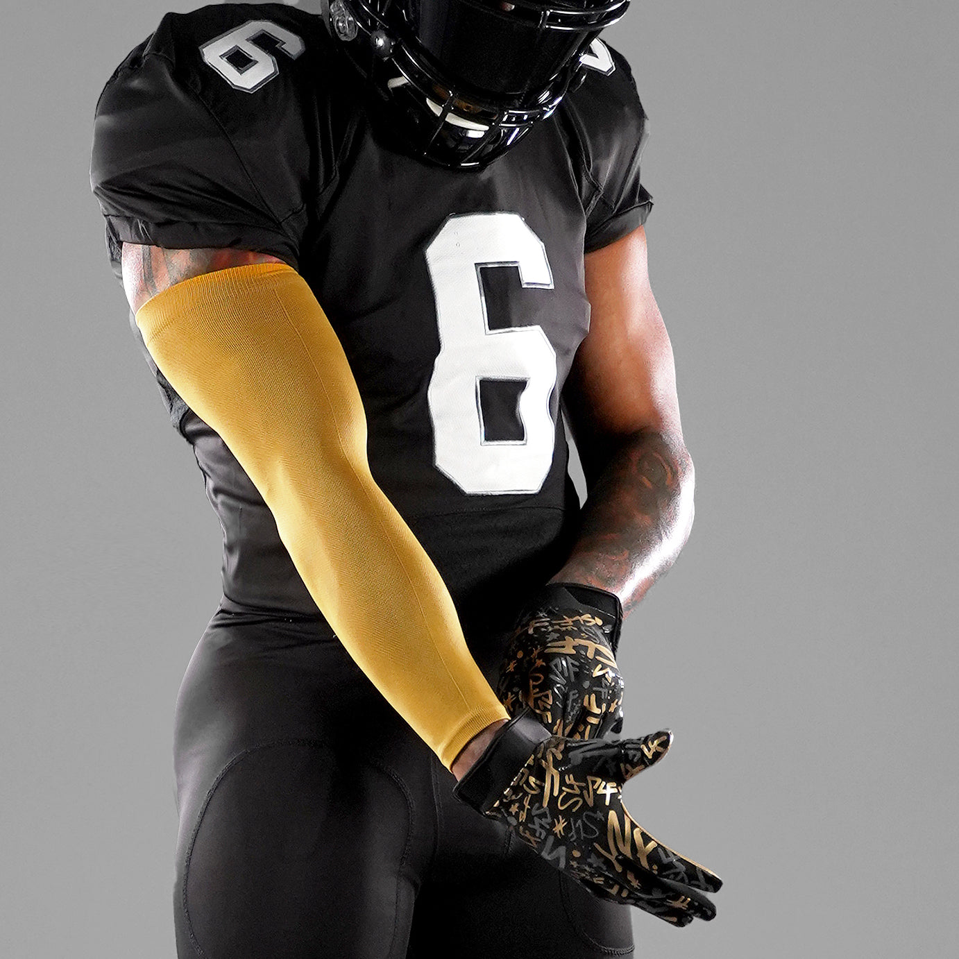 SLF Pattern Black Gold Sticky Football Receiver Gloves – SLEEFS