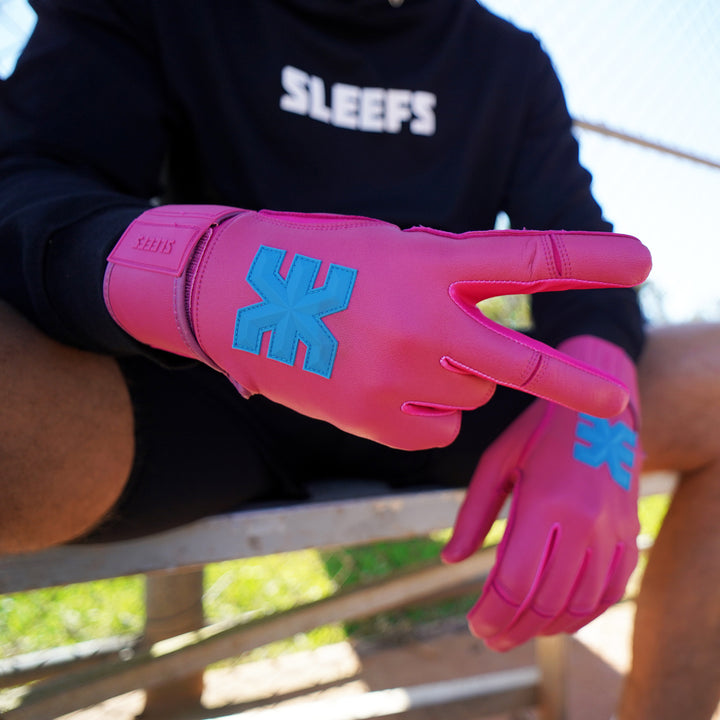 Hue Pink Baseball Batting Gloves