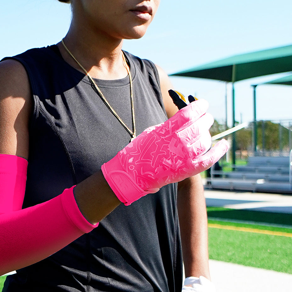 Hue Pink Sticky Football Receiver Gloves for Women