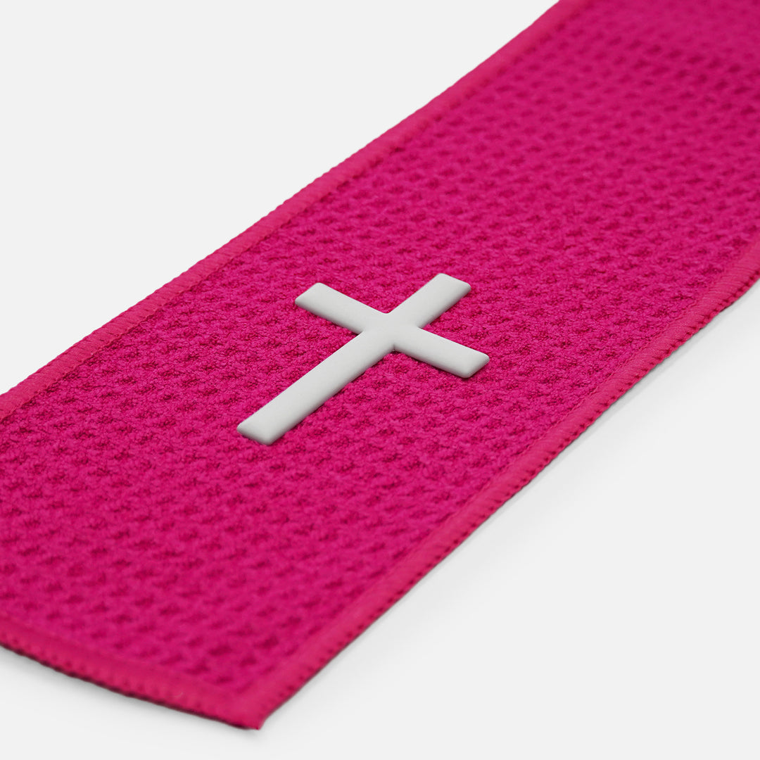 Faith Cross Patch Pink Streamer Football Towel