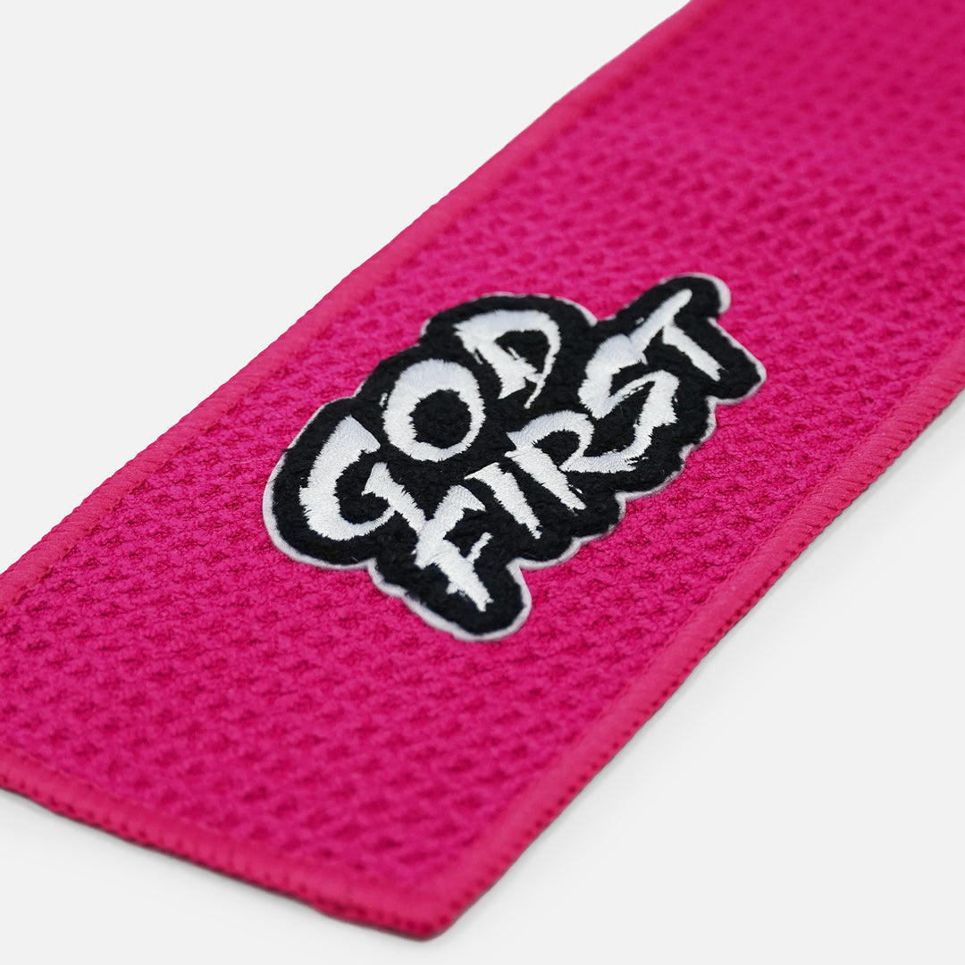 God First Patch Pink Streamer Football Towel