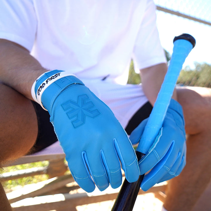Hue Sky Blue Baseball Batting Gloves