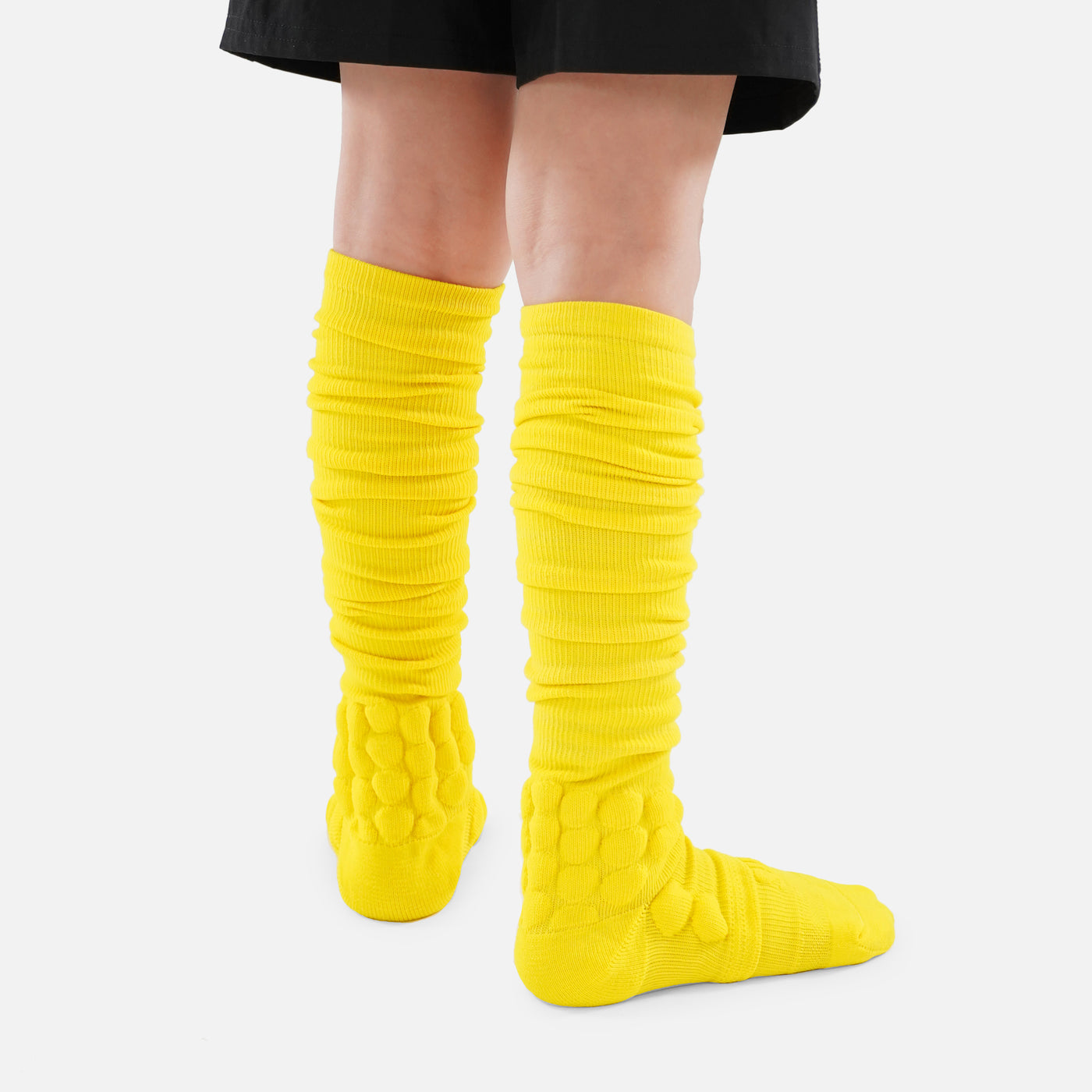Hue Yellow Football Padded Long Kids Socks