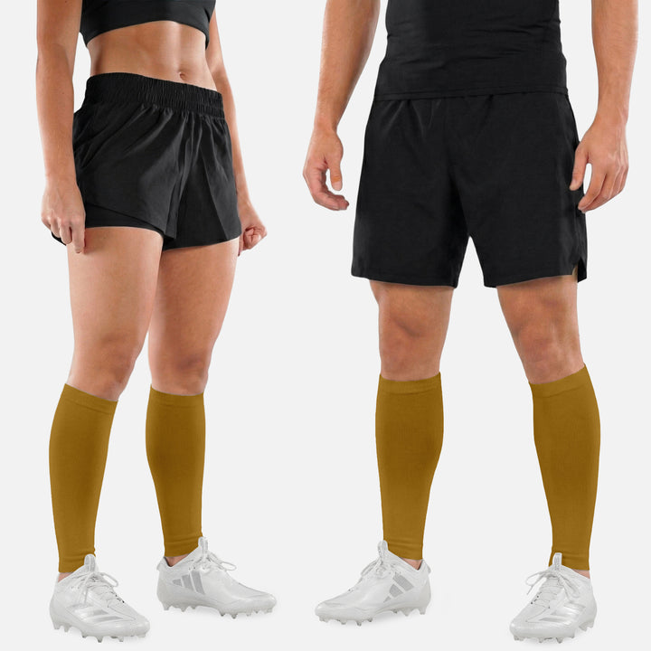 Hue Gold Knitted Compression Calf Sleeves