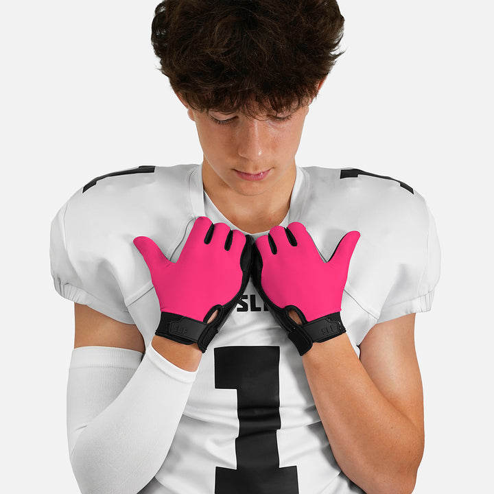 Pink Black Sticky Football Receiver Gloves