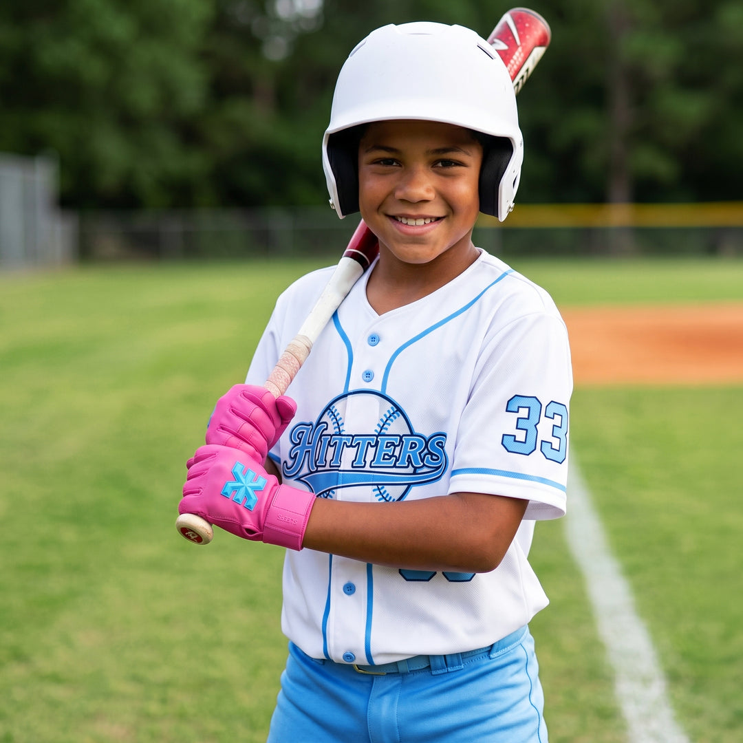 Hue Pink Kids Baseball Batting Gloves