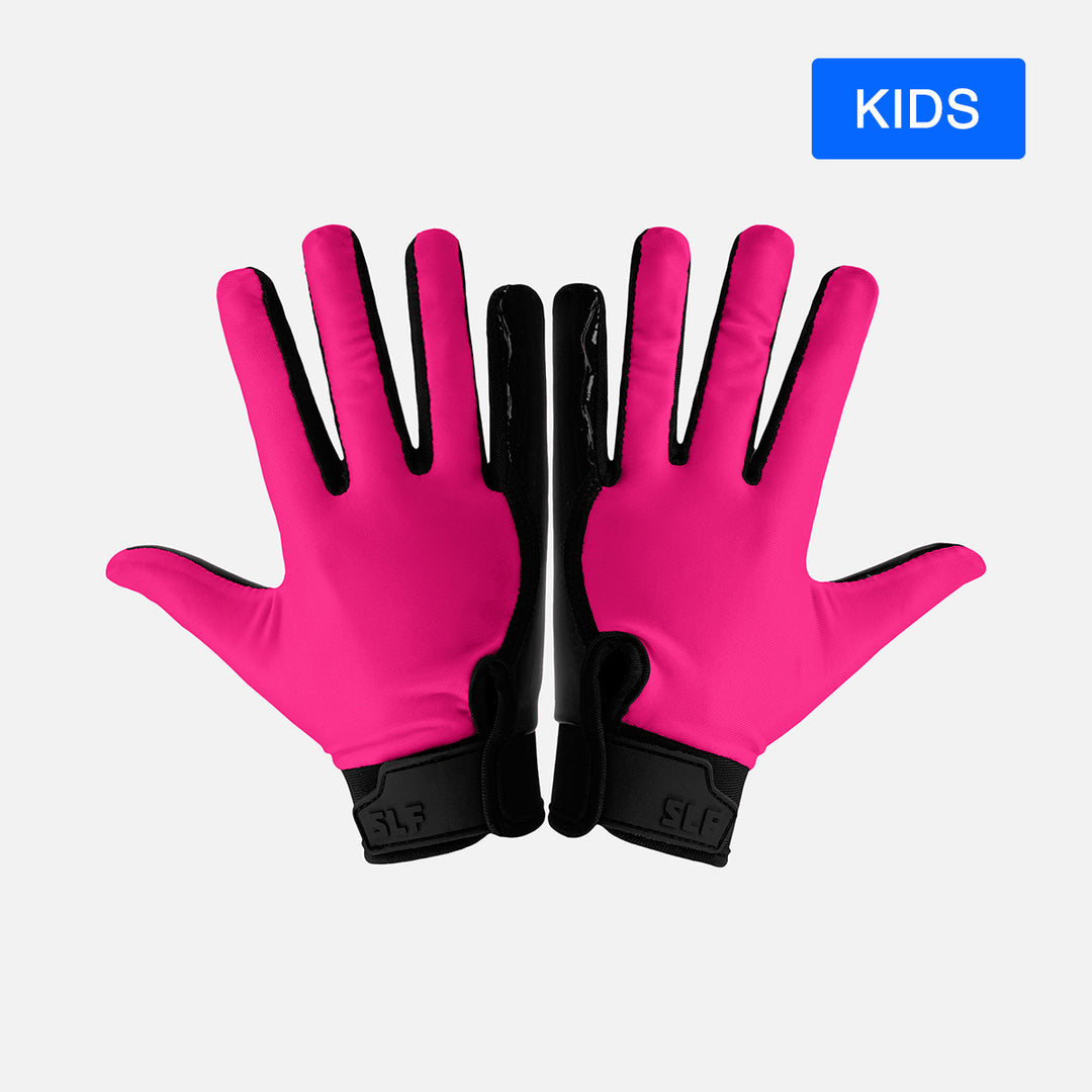 Pink Black Sticky Kids Football Receiver Gloves