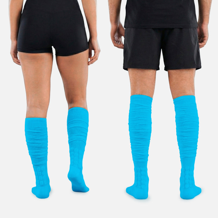 Hue Sky Blue Football Padded Long Socks