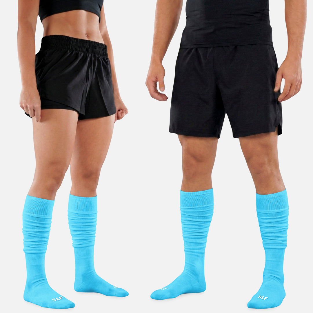 Hue Sky Blue Long Scrunchie Socks