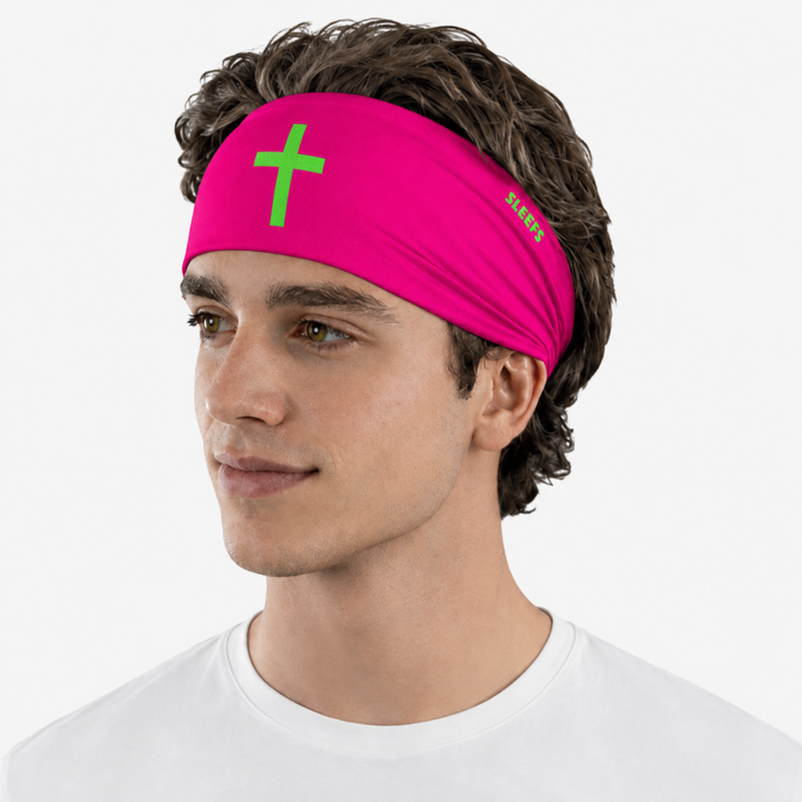 Faith Cross Hyper Pink Headband
