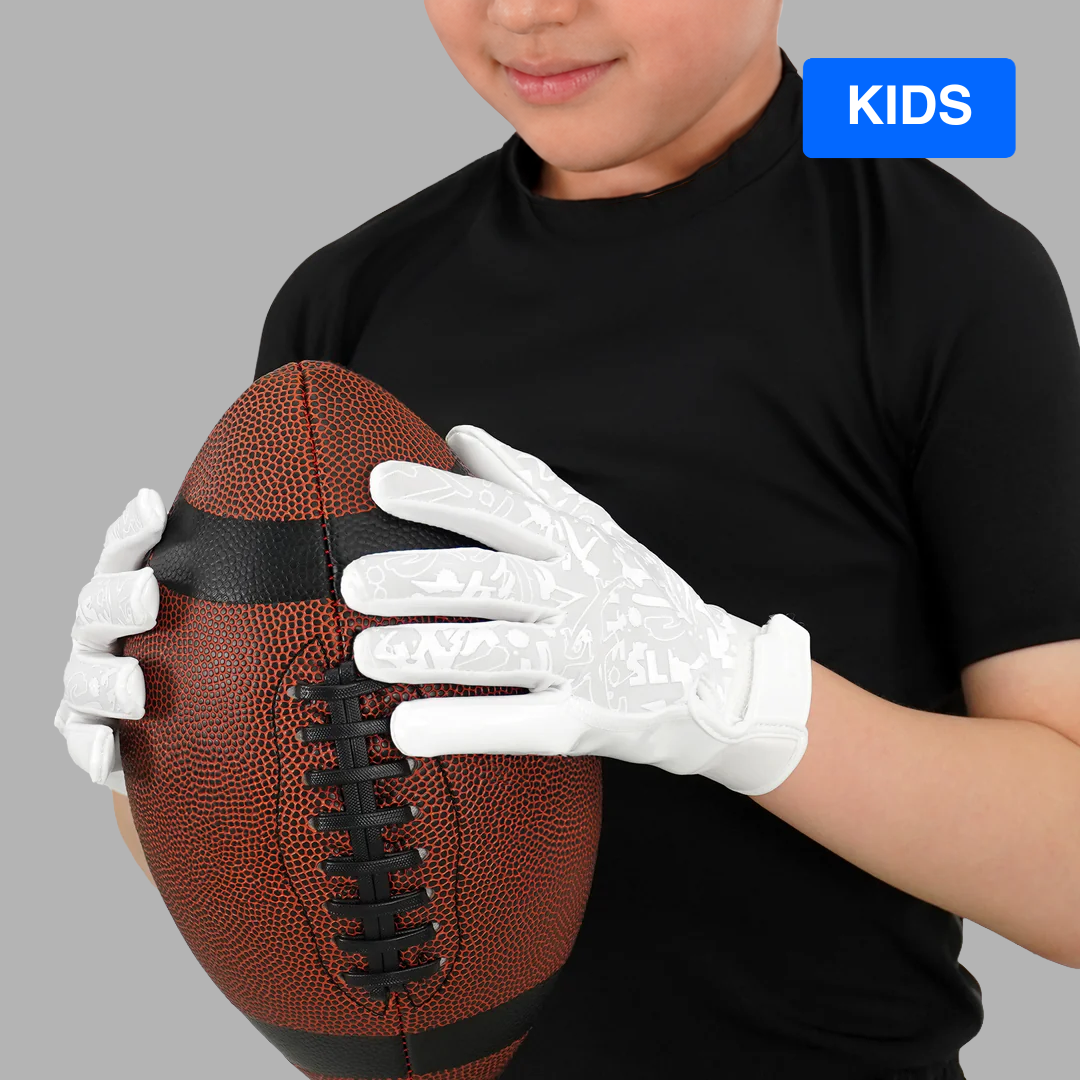 White Sticky Kids Football Receiver Gloves