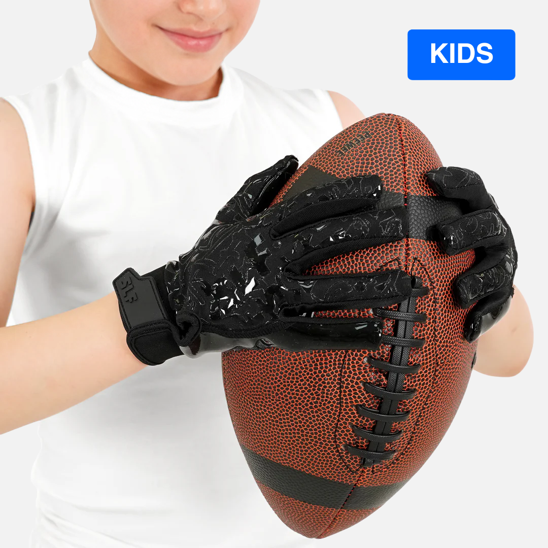 Black Sticky Kids Football Receiver Gloves