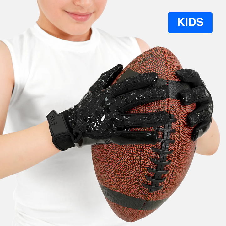 Black Sticky Kids Football Receiver Gloves