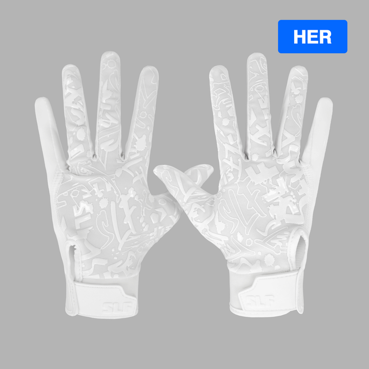 White Sticky Football Receiver Gloves for Women