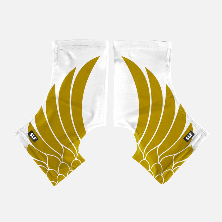 Icarus White Gold Kids Spats / Cleat Covers