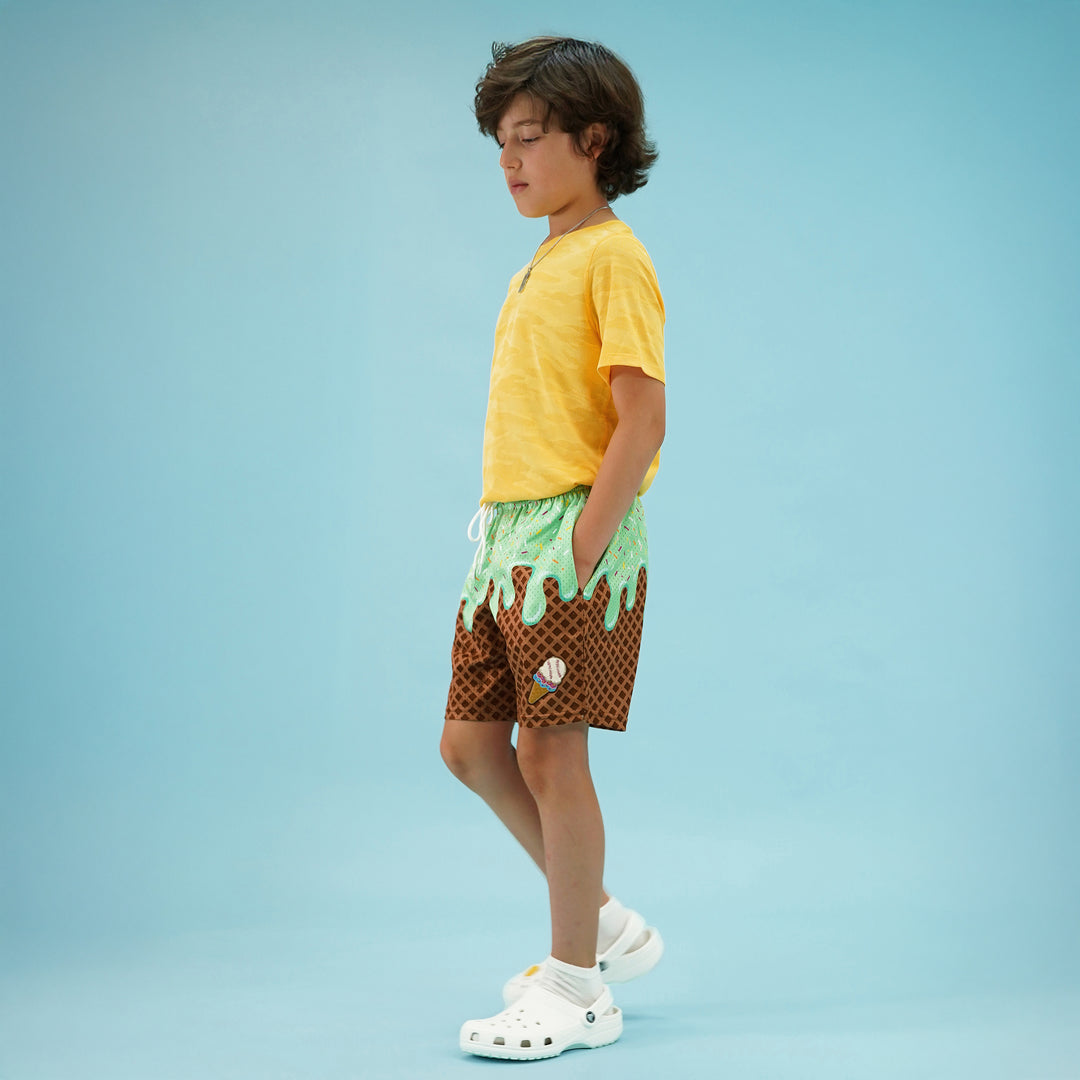 Ice Cream Cone Aquamarine Kids Shorts - 5"