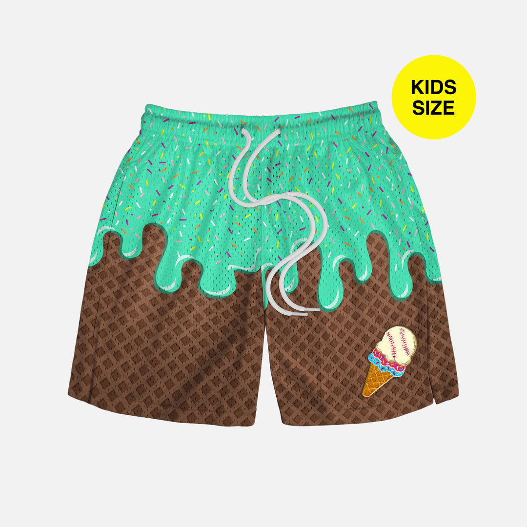 Ice Cream Cone Aquamarine Kids Shorts - 5"