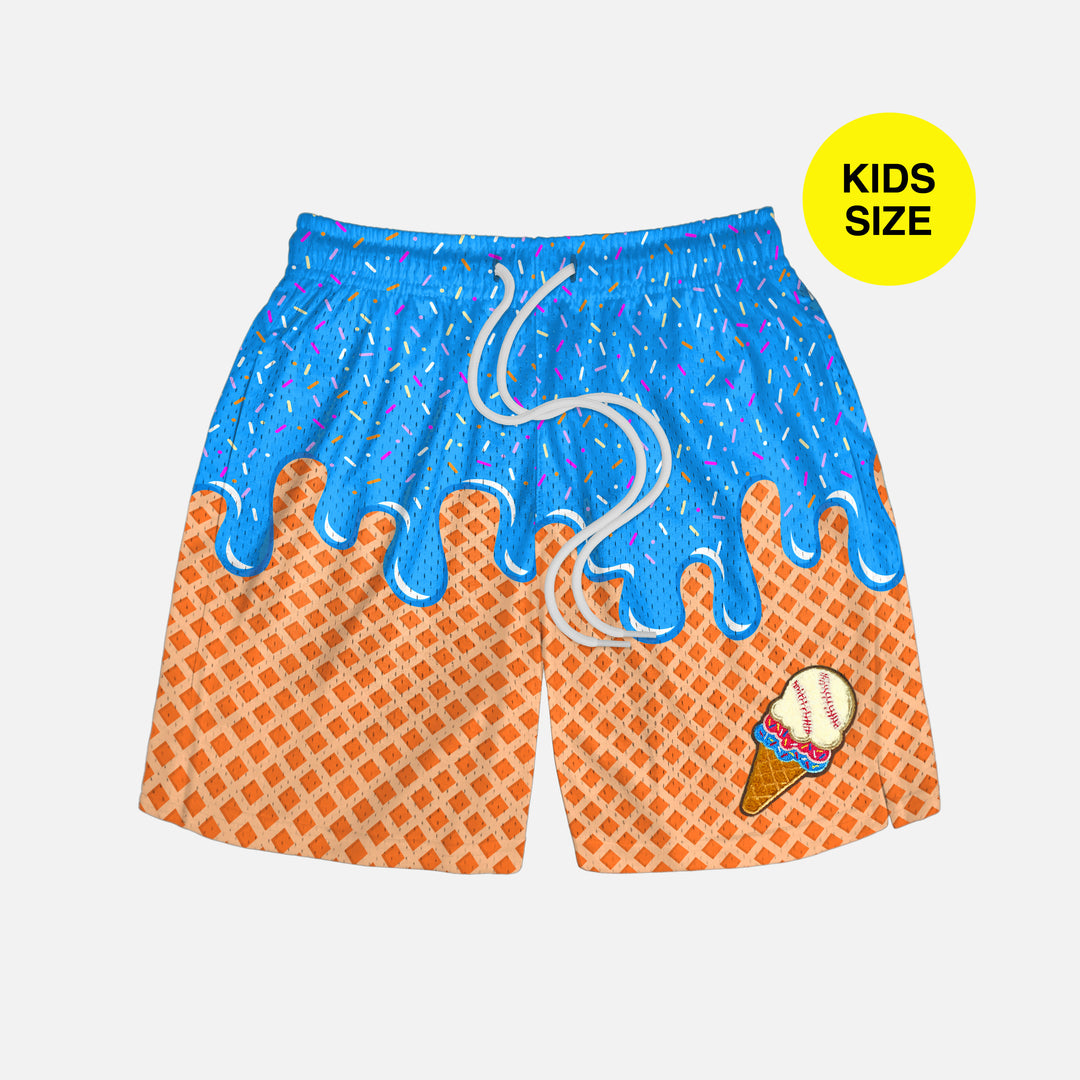 Ice Cream Cone Light Blue Kids Shorts - 5"