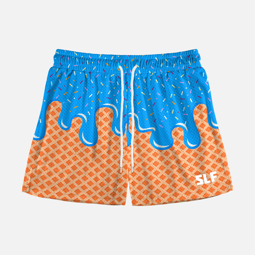 Ice Cream Cone Light Blue Shorts - 5"