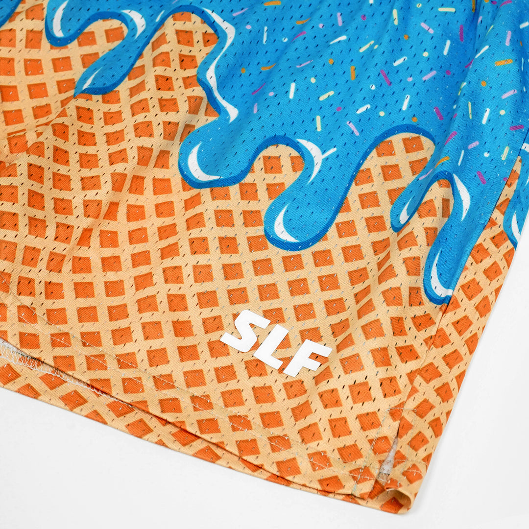 Ice Cream Cone Light Blue Shorts - 5"