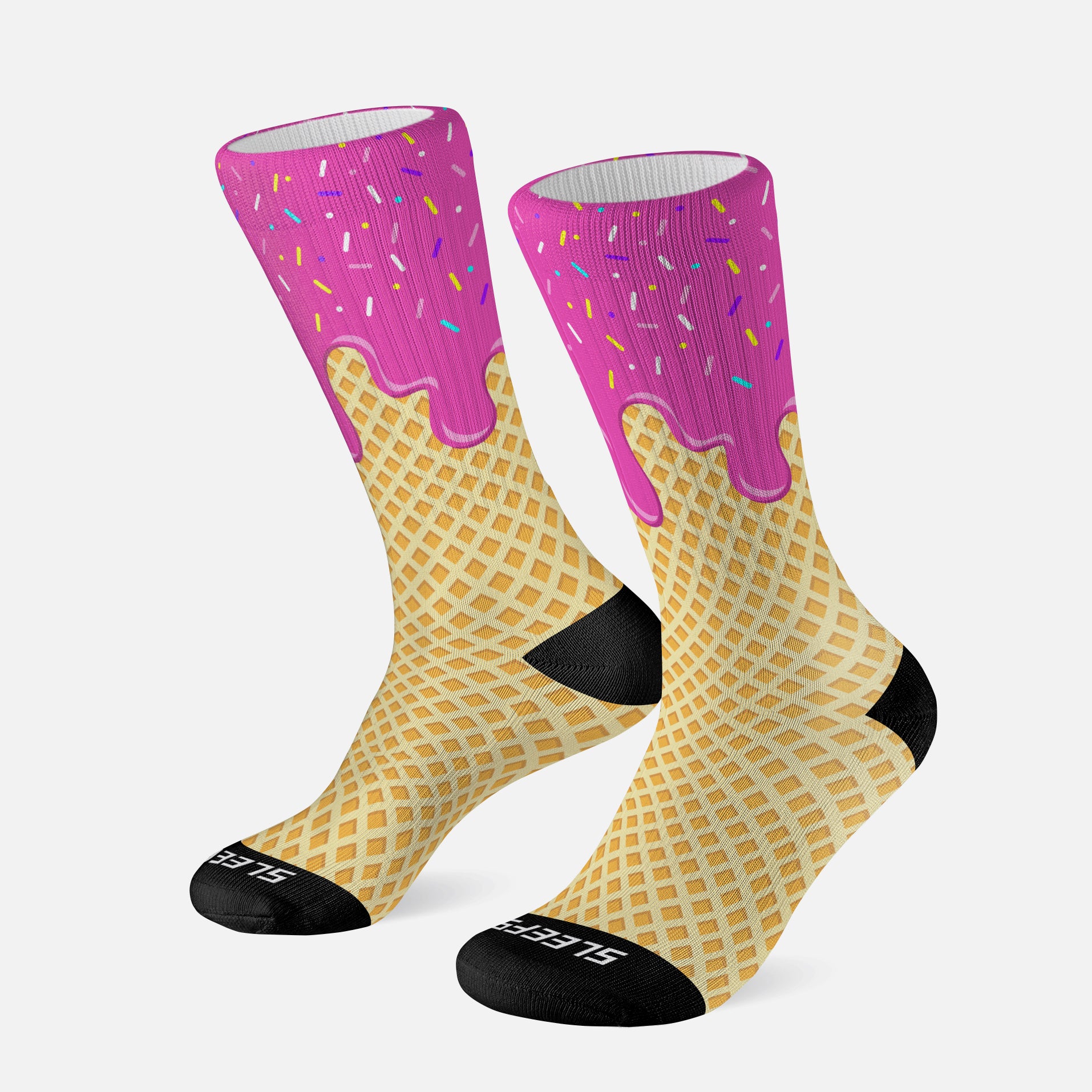 Ice Cream Cone Magenta Crew Socks