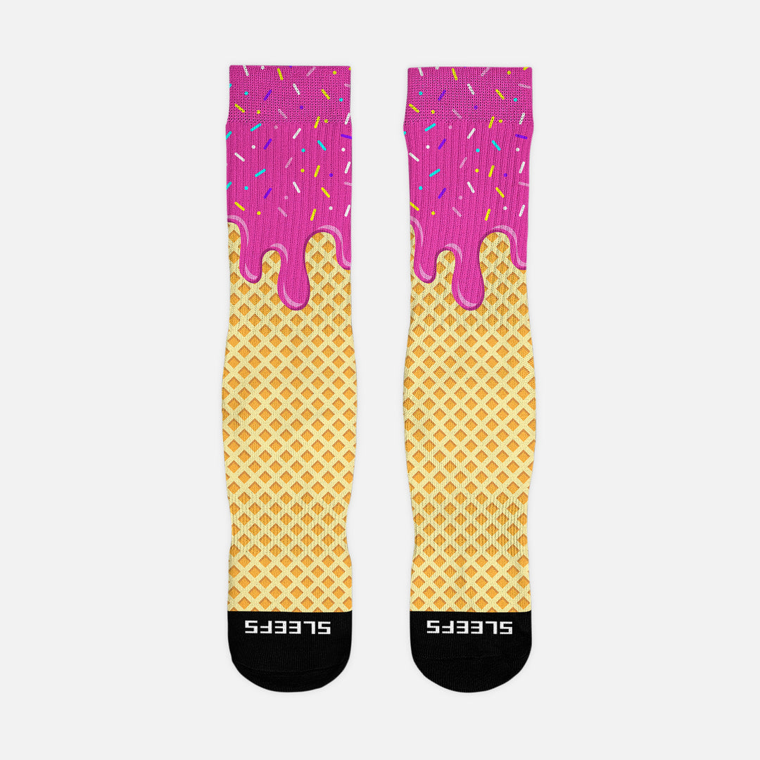 Ice Cream Cone Magenta Crew Socks
