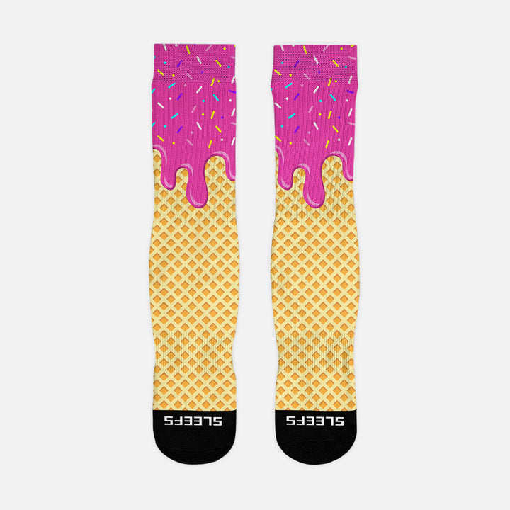 Ice Cream Cone Magenta Crew Socks