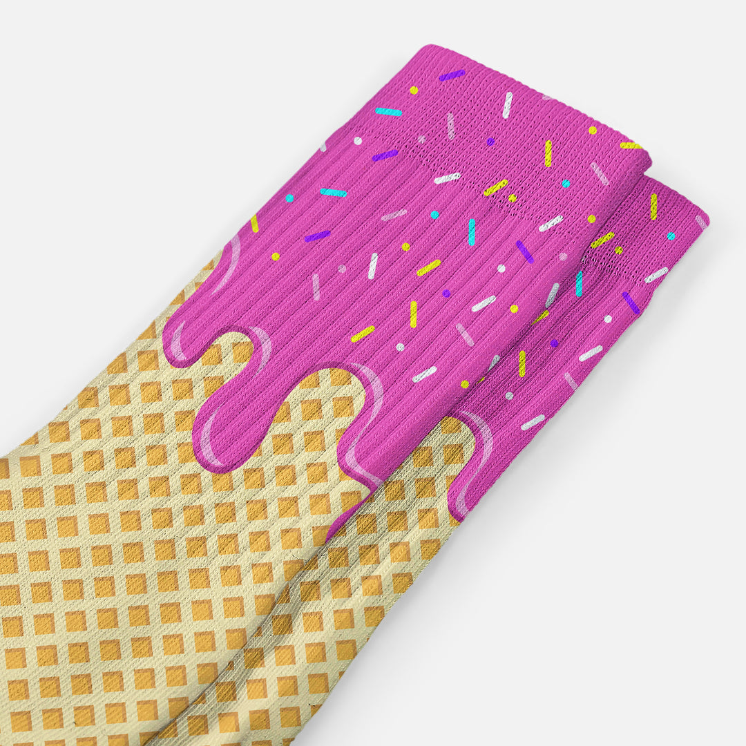 Ice Cream Cone Magenta Crew Socks