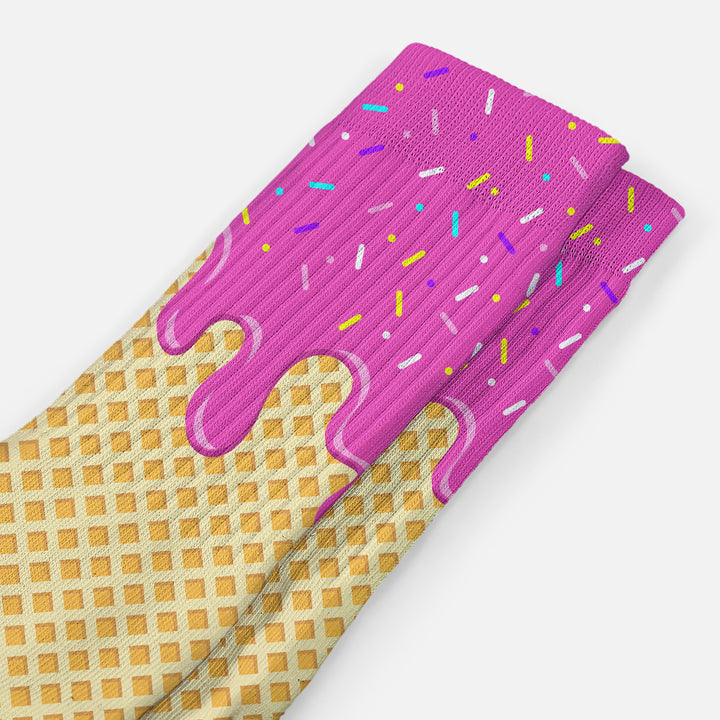 Ice Cream Cone Magenta Crew Socks