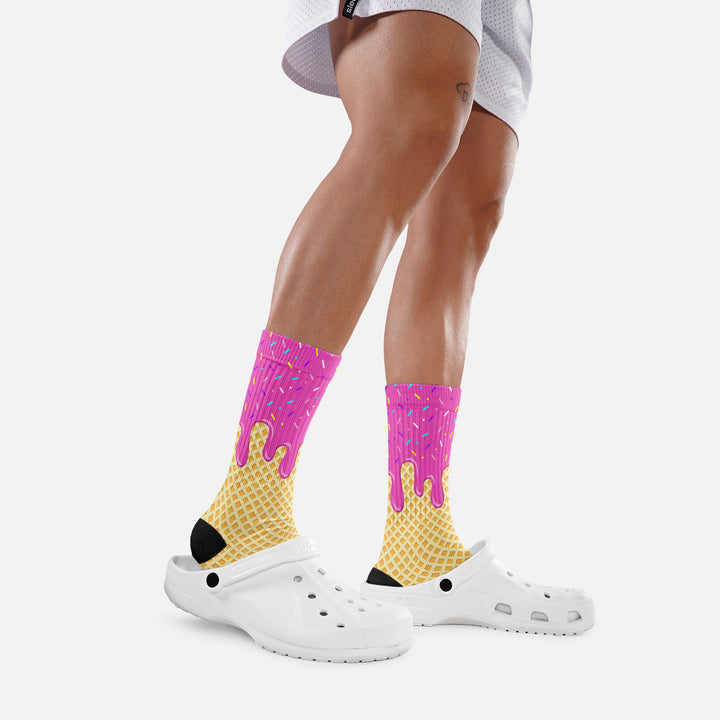 Ice Cream Cone Magenta Crew Socks