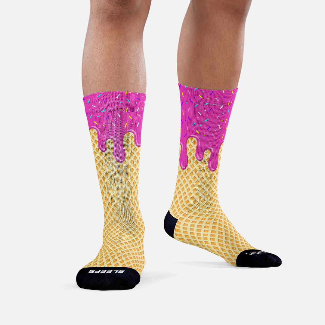 Ice Cream Cone Magenta Crew Socks