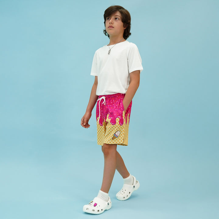 Ice Cream Cone Magenta Kids Shorts - 5"