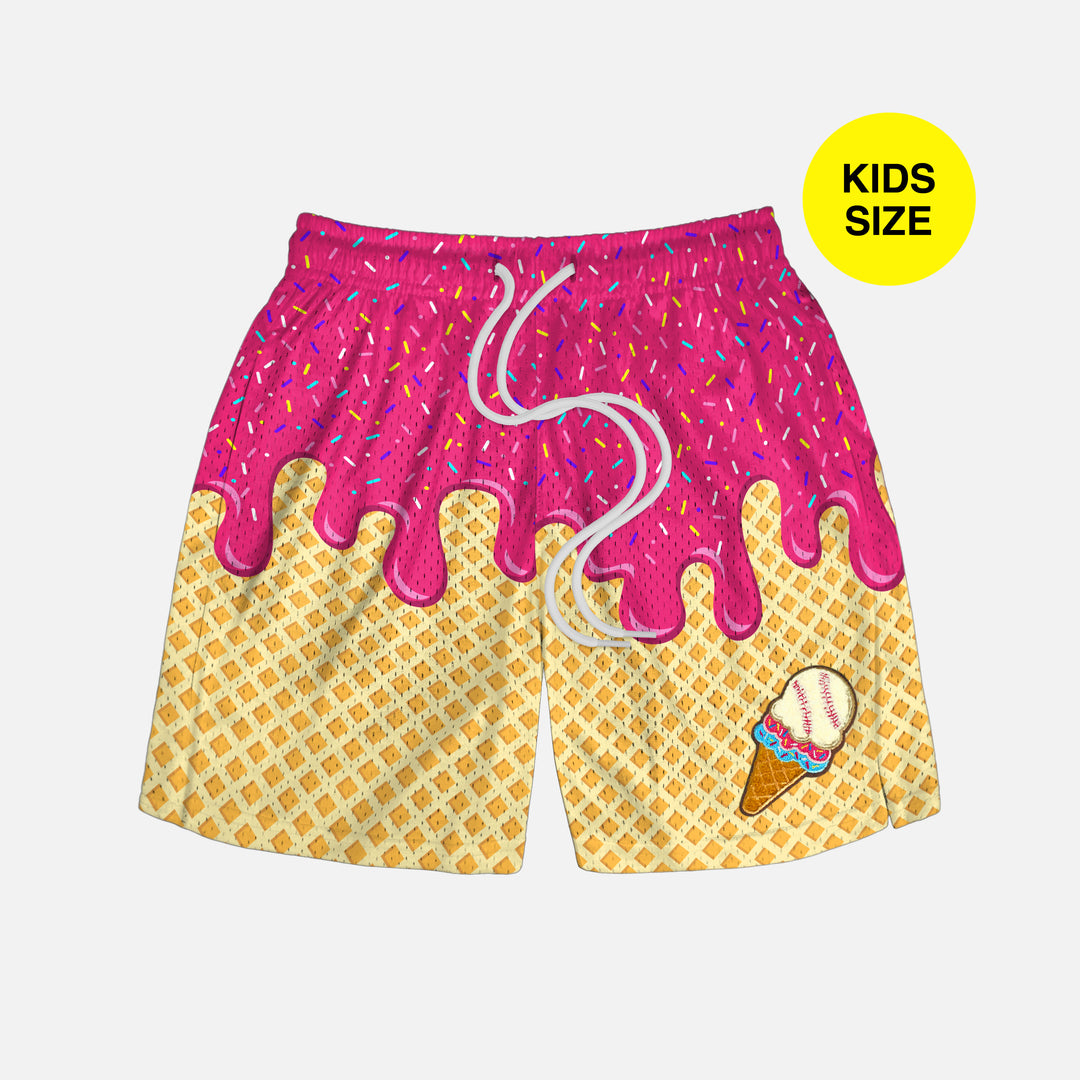 Ice Cream Cone Magenta Kids Shorts - 5"
