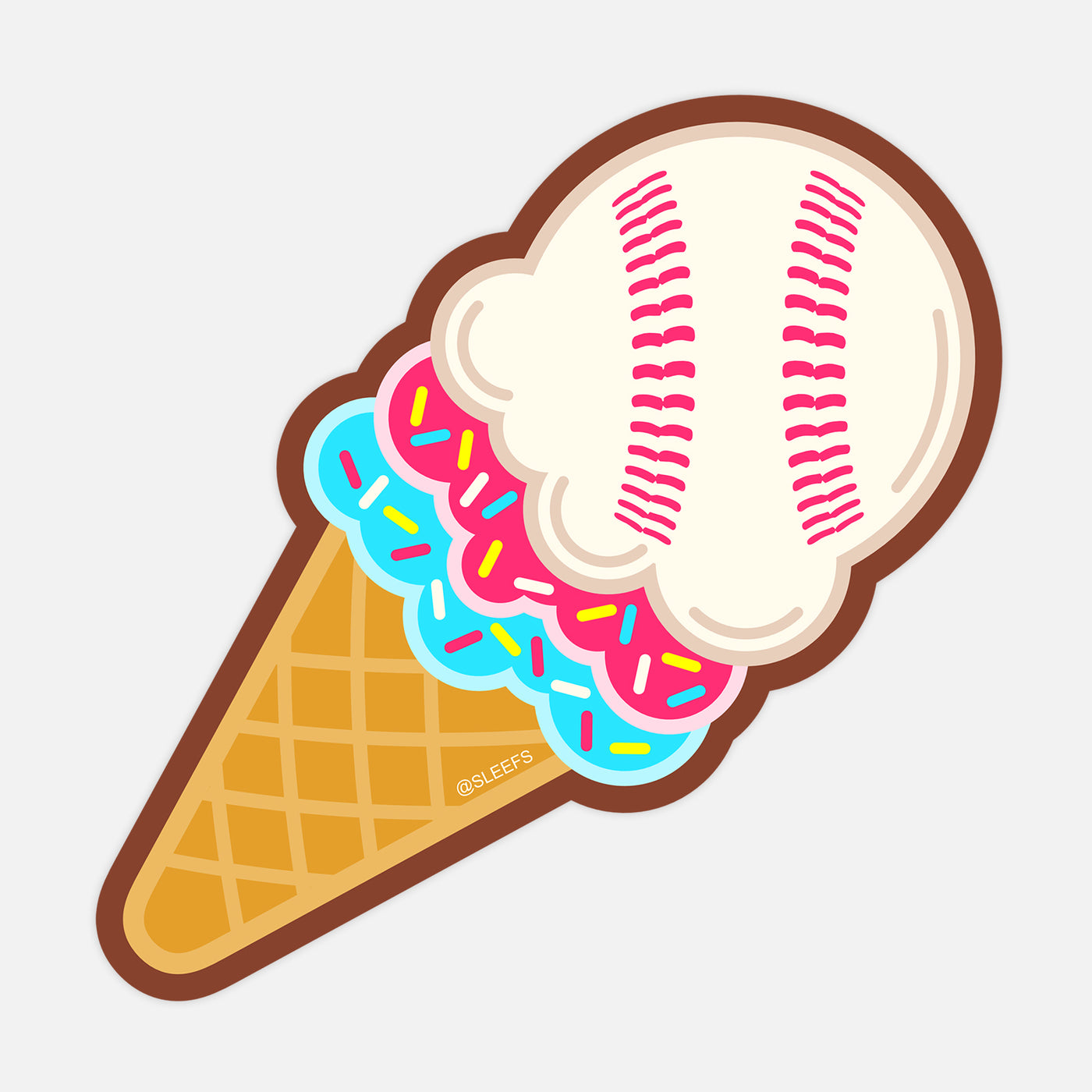 Ice Scream Baseball Sticker