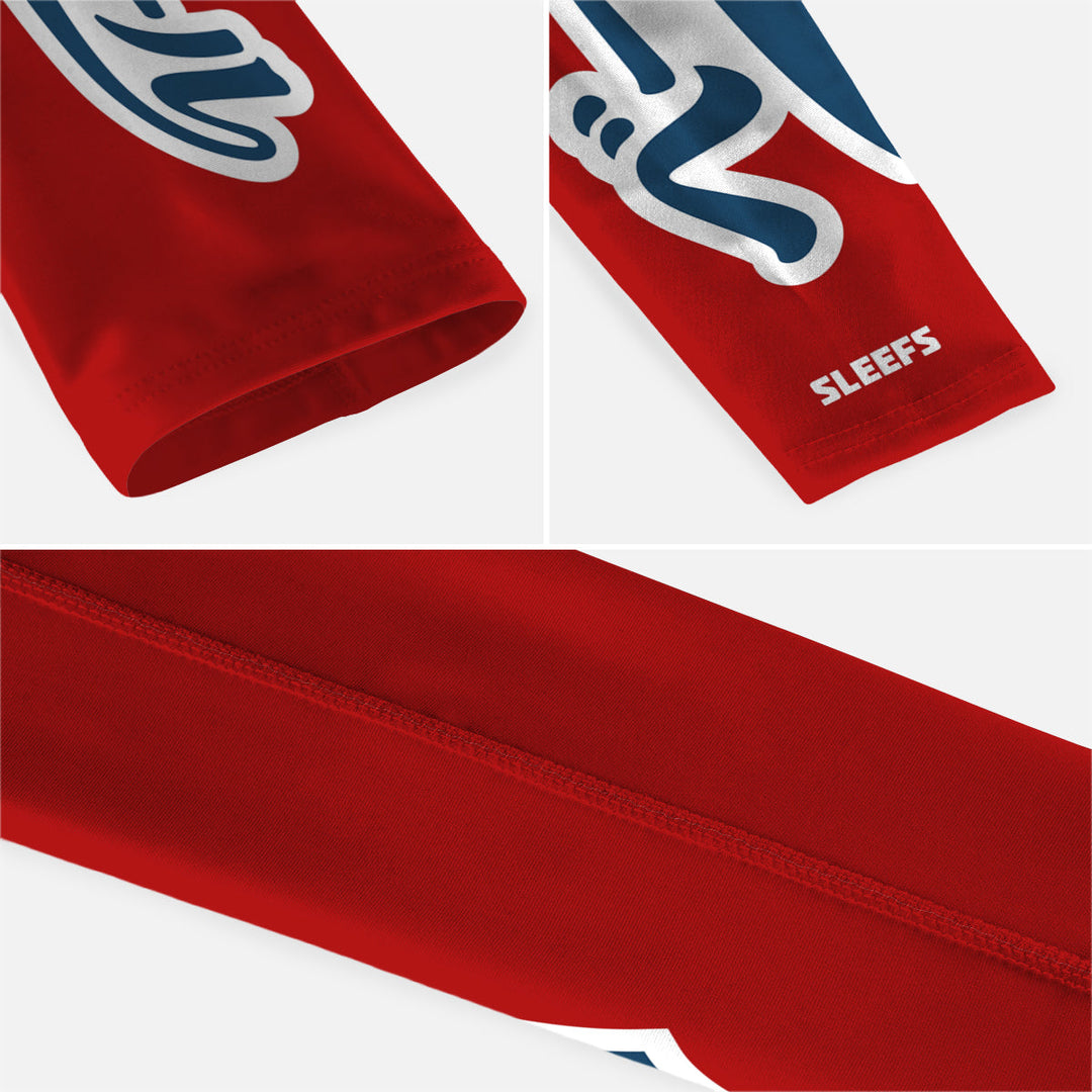 Japanese Baseball Americana Red and Blue Kids Arm Sleeves Pair