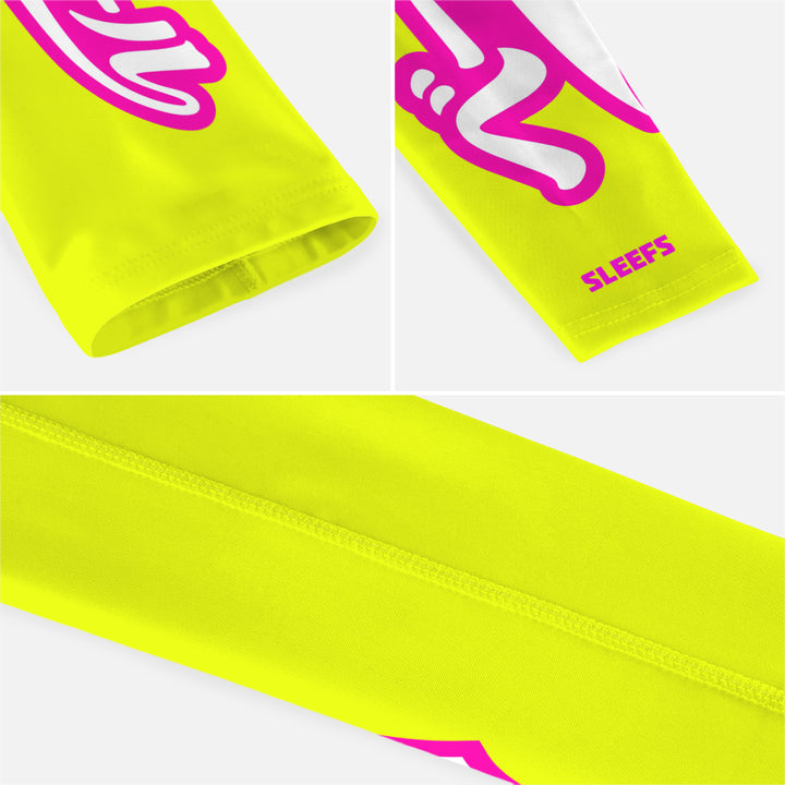 Japanese Baseball Lime Green and Blue Kids Arm Sleeves Pair