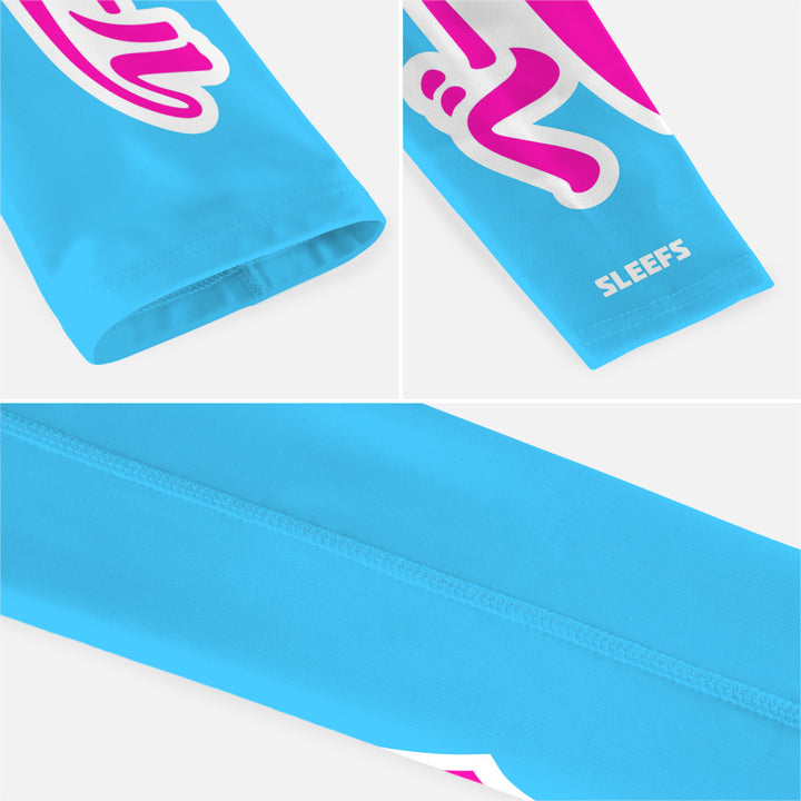 Japanese Baseball Lime Green and Blue Kids Arm Sleeves Pair